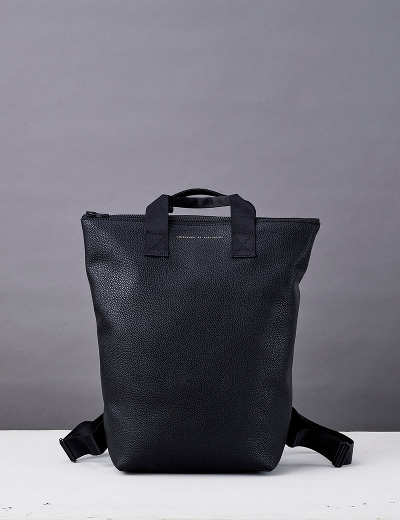 AMPERSAND AS APOSTROPHE fashionable soft black luxury summer leather backpack women's men’s nylon webbing shoulder straps lightweight large everyday travel book bag