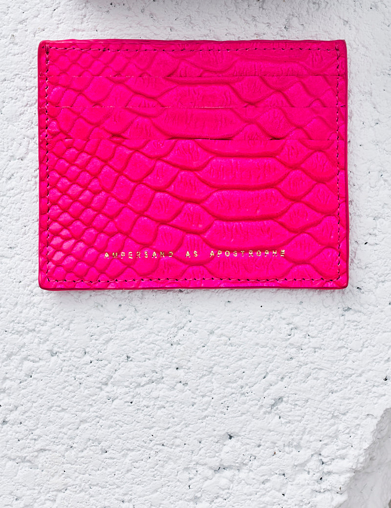 Card Wallet / Neon Pink Python