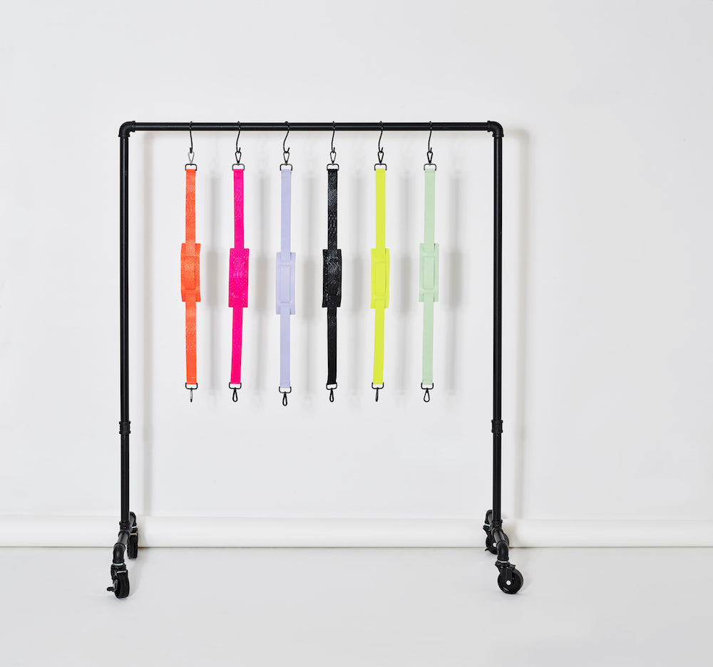 Leather Shoulder Strap / Neon Pink Python