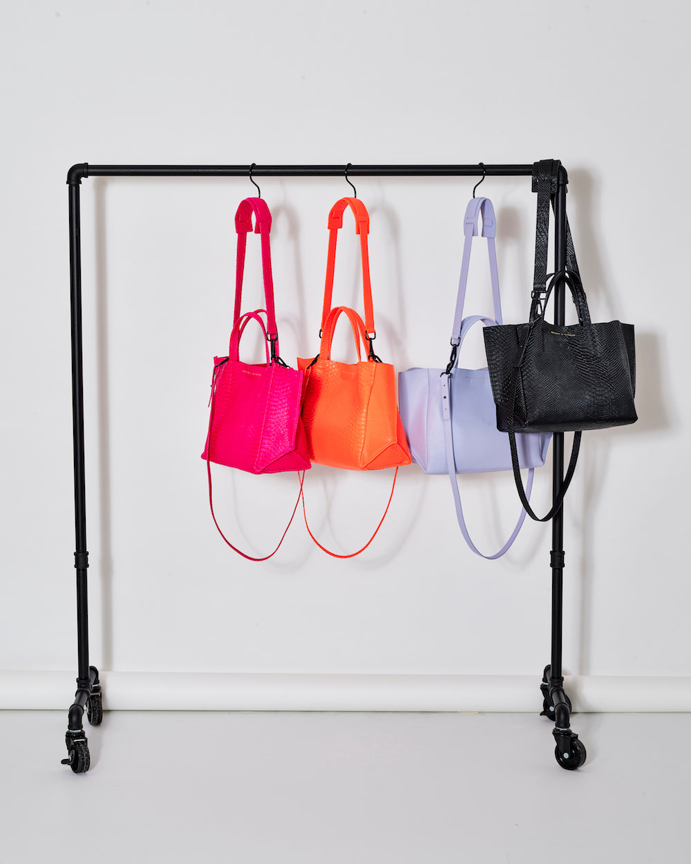 Leather Shoulder Strap / Neon Pink Python