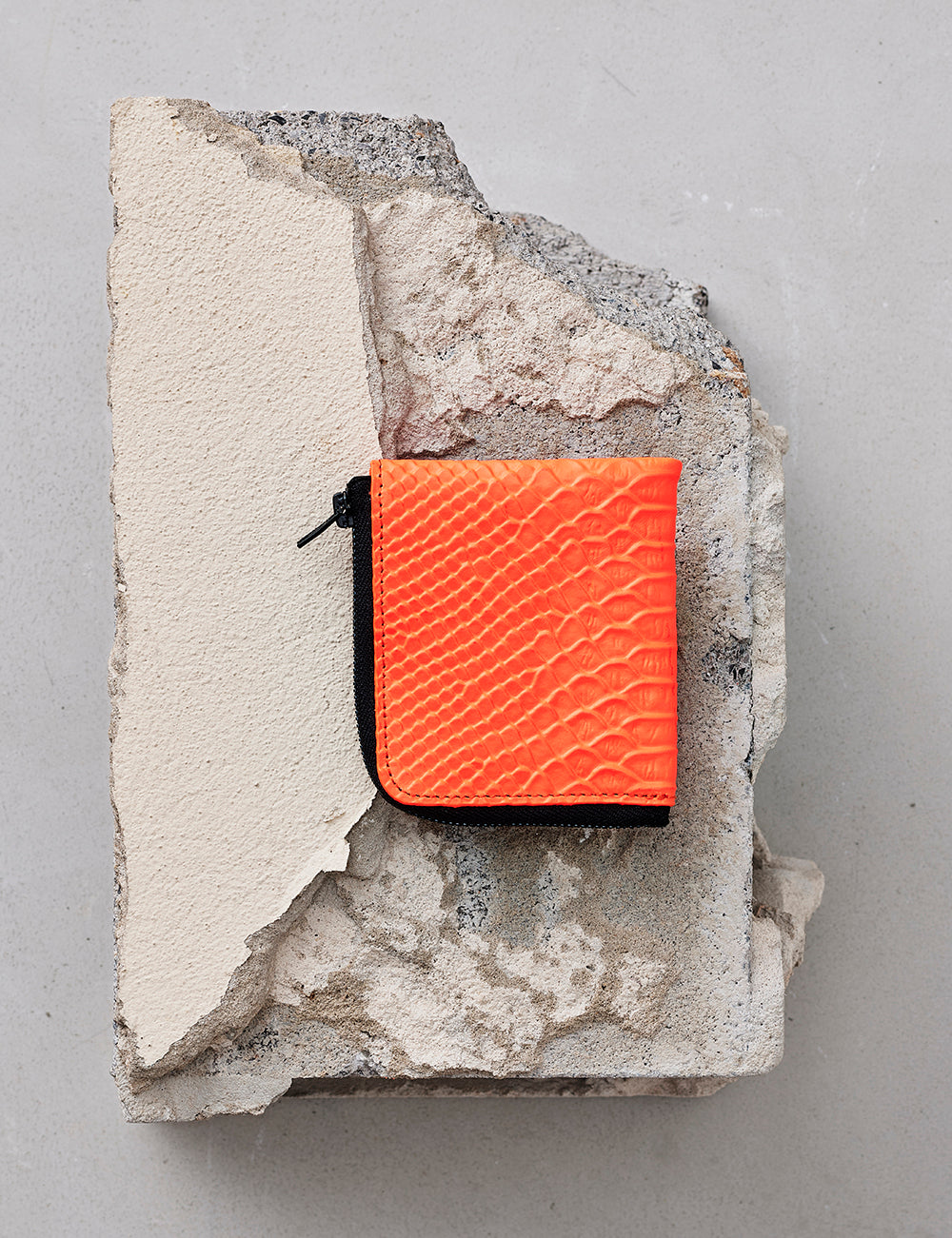 Half-Zip Wallet / Neon Orange Python