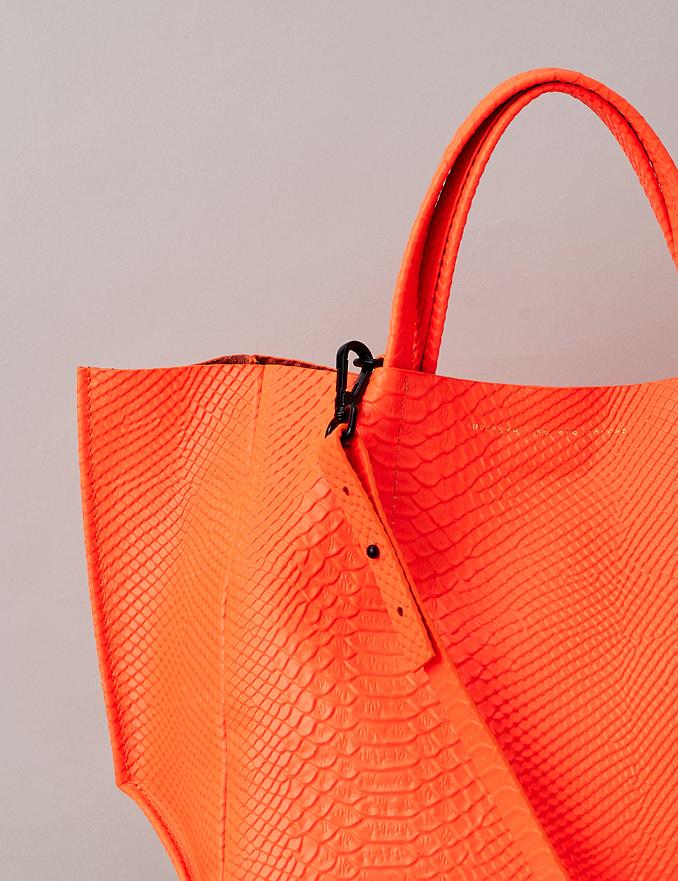 Half Tote / Neon Orange Python