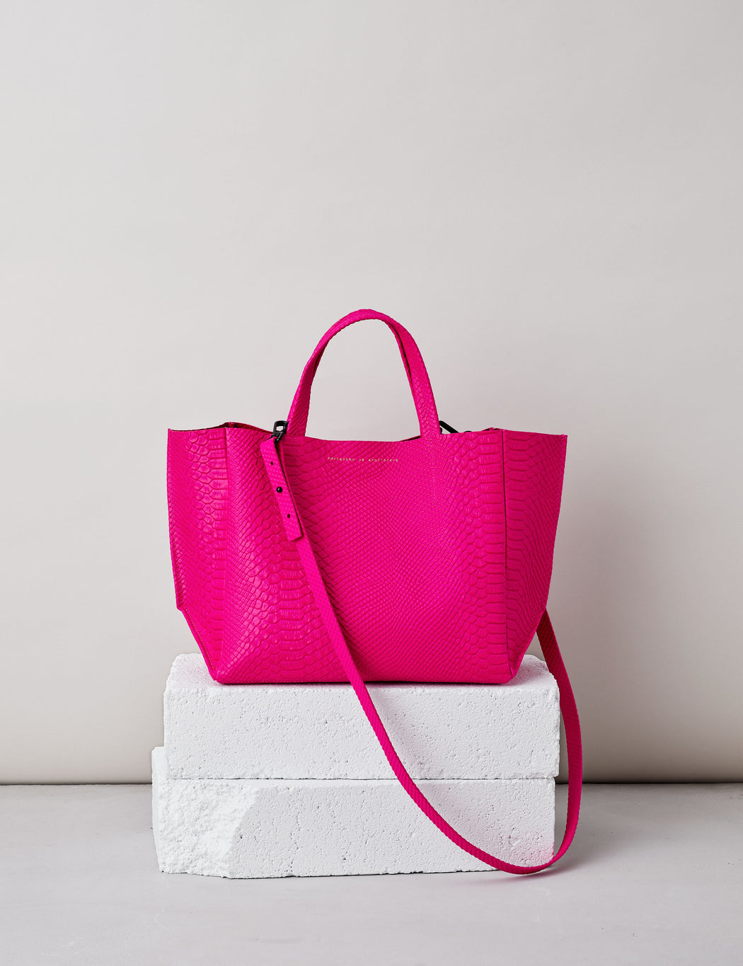 Half Tote / Neon Pink Python