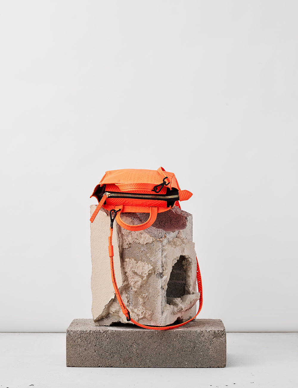 Micro-Tote / Neon Orange Python