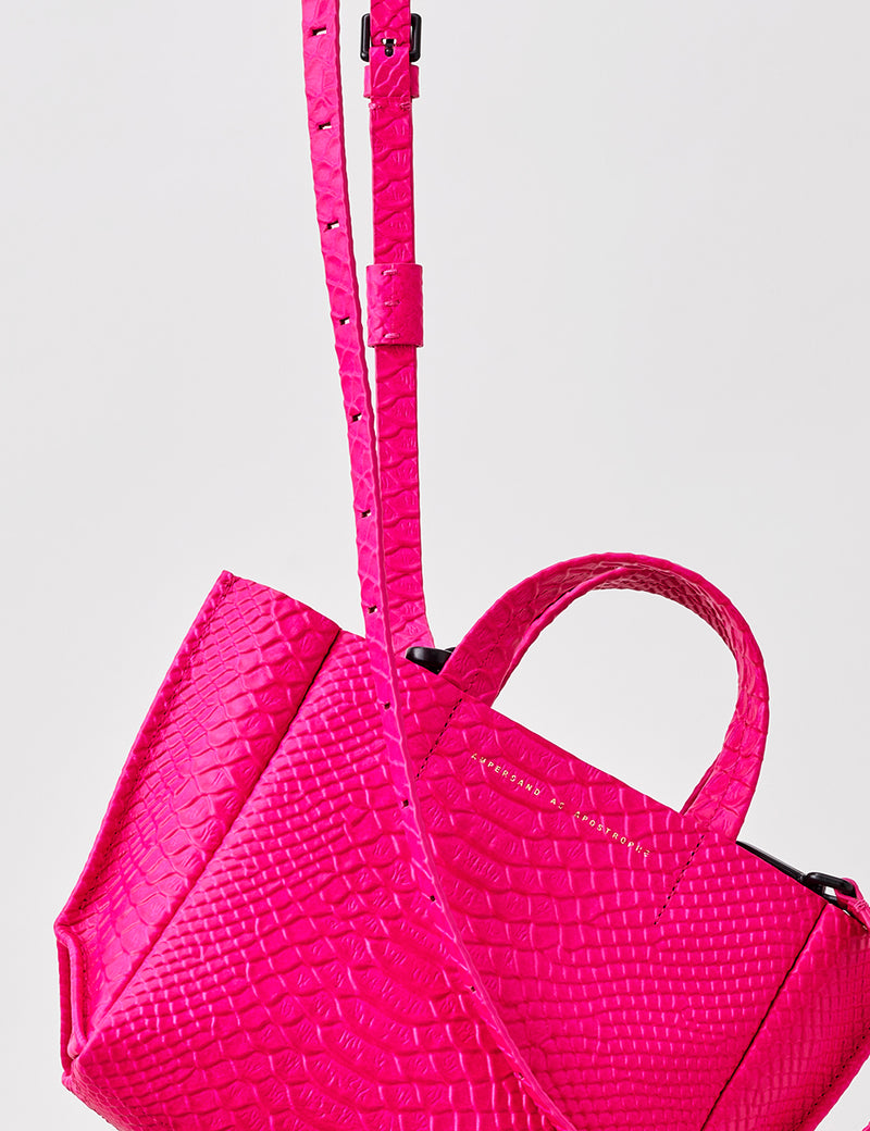 Micro-Tote / Neon Pink Python