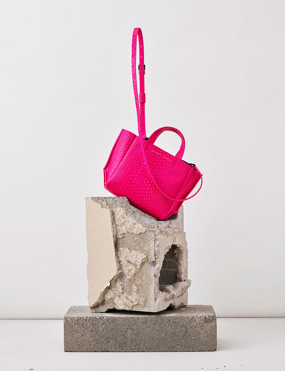 Micro-Tote / Neon Pink Python