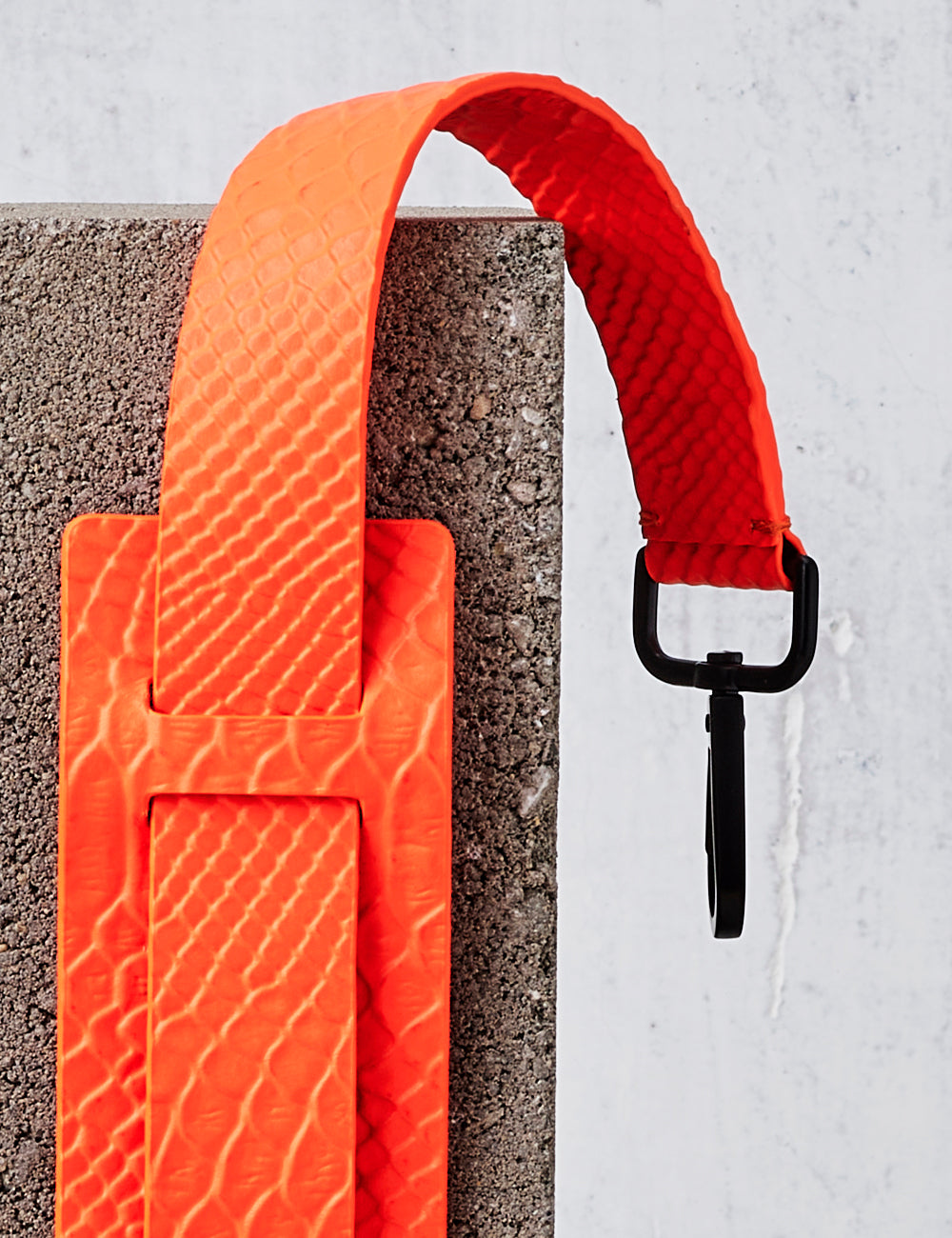 Leather Shoulder Strap / Neon Orange Python