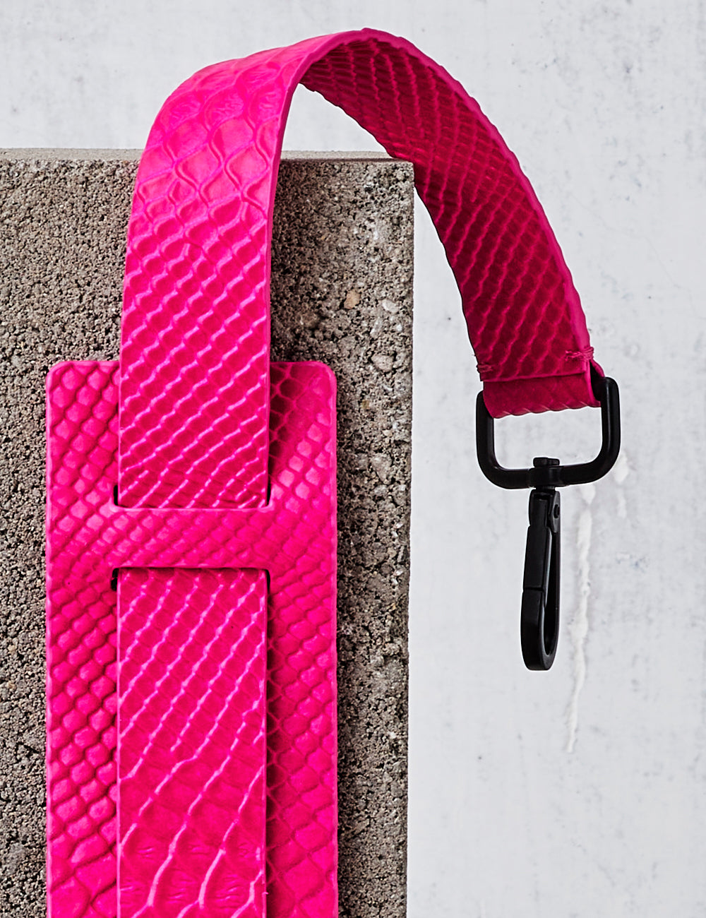 Leather Shoulder Strap / Neon Pink Python