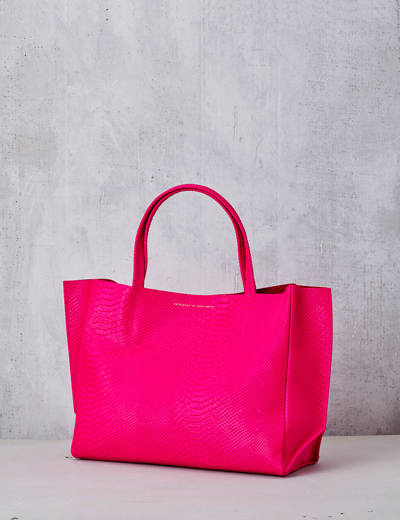 Half Tote / Neon Pink Python