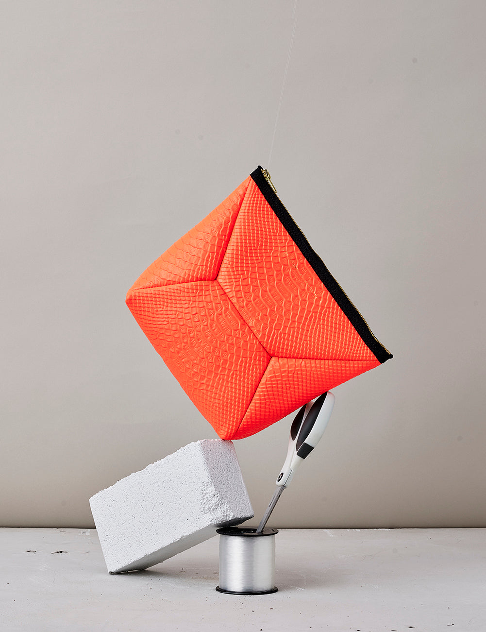 X-Pouch Clutch / Neon Orange Python