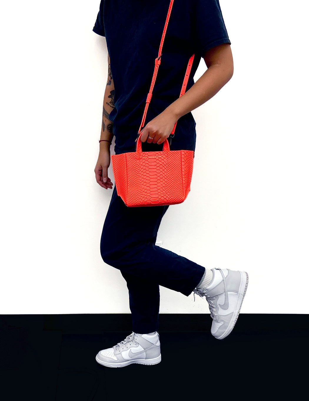 Micro-Tote / Neon Orange Python