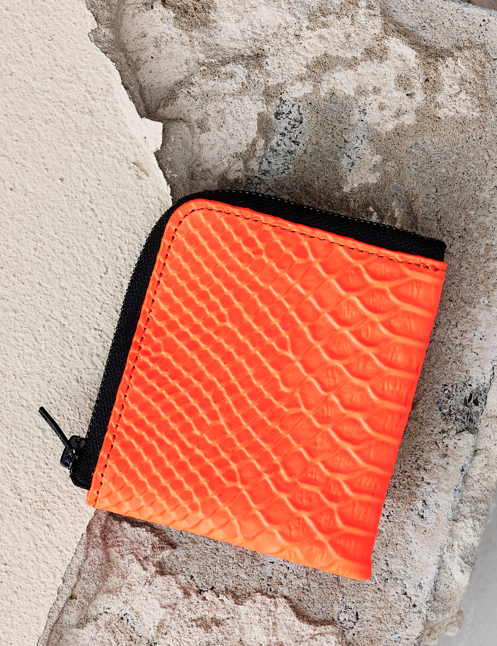 Half-Zip Wallet / Neon Orange Python